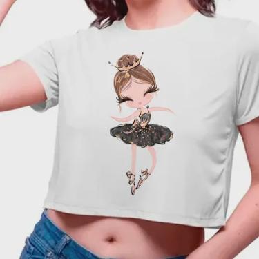 Imagem de Camiseta Cropped Infantil Bailarina Fofa Preto Morena