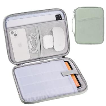 Imagem de Cayeelu Capa para tablet de 9 a 11 polegadas, bolsa de viagem acolchoada para iPad Pro 11, iPad 10,9, iPad Air 11, Galaxy Tab S9/S8 (verde)