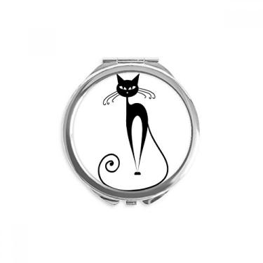 Imagem de Espelho com silhueta de animal de gato preto cauda longa e portátil para maquiagem