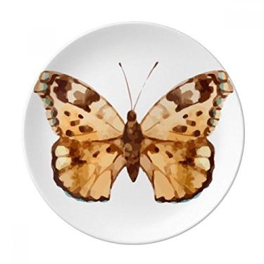 Imagem de Borboleta com asas marrons Prato decorativo de porcelana Salver Prato de jantar