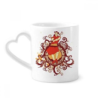 Imagem de Caneca com ilustração de espada Samurai vermelha japonesa Caneca de café cerâmica copo de coração de vidro