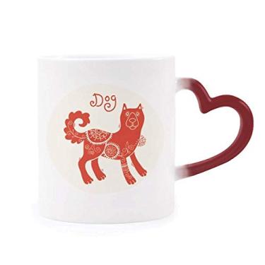 Imagem de Year Of Dog Animal China Zodíaco Vermelho Caneca Sensível ao Calor Vermelho Mudança de Cor Caneca Grés