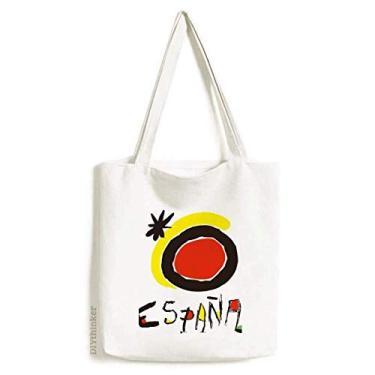 Imagem de Bolsa de lona Espanol vermelho amarelo sol bolsa de compras bolsa casual bolsa de mão