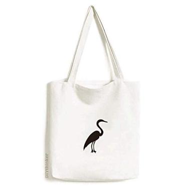 Imagem de Bolsa de lona preta cinza Heron Animal Portrayal bolsa de compras casual bolsa de mão