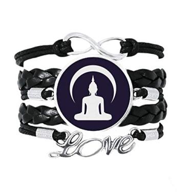 Imagem de OFFbb-USA Pulseira Lua Luz Brilhante Conhecimento Acessório Amor Corda de Couro Trançado Presente