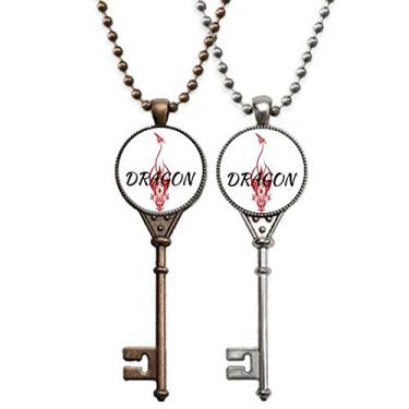 Imagem de OFFbb-USA Colar com pingente de asa do oriente do dragão mito animal, joia para decoração de casal