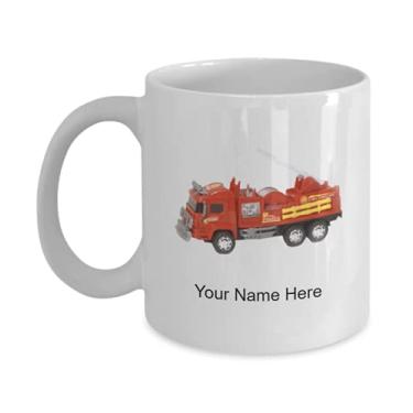 Imagem de Caneca de café personalizada de caminhão de fogo vermelho para caminhão de fogo vermelho, ideia de brinquedo para meninos e meninas amam - Caneca de café de 325 ml