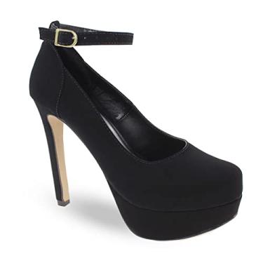 Imagem de Sapato Boneca Modarpe Meia Pata Salto Alto Feminino M40 Cor:Preto;Tamanho:35