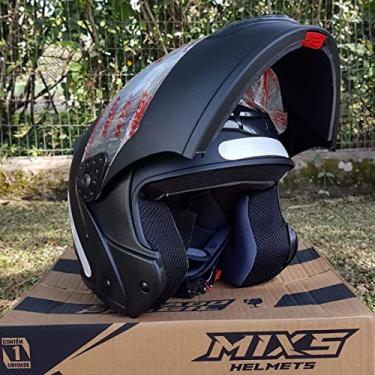 Imagem de Capacete Moto Mixs Gladiator Preto fosco Articulado Escamoteável Robocop Motociclista 62