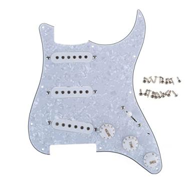 Imagem de Musiclily 11 Furos SSS Pickguard Pré-cabeado Escudo ST Completo com 3 Captadores Single Coil para Guitarra ST, 4 Camadas Branco Perolado