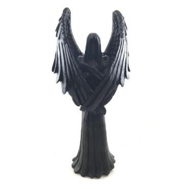 Imagem de Imagem Castiçal Anjo Negro Fêmea Escultura Resina 25 cm