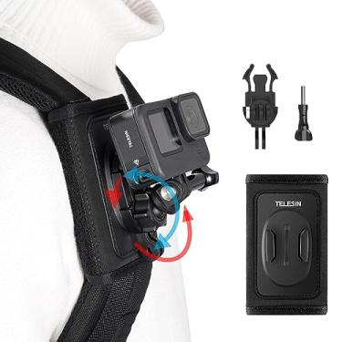 Imagem de TELESIN Suporte de alça de ombro 360 com clipe de alça de ombro com base de adaptador de tripé de liberação rápida para GoPro Max Go Pro Hero 12 11 10 9 8 7 Insta360 X3 GO3 DJI Action 3 4 acessórios