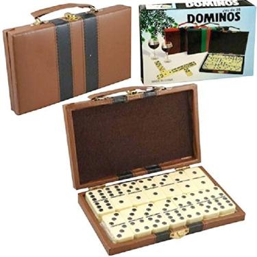 Imagem de Dependable Industries - Domino Double Six - Ivory and Black Tiles with Metal Spinners in Deluxe Travel Case with Handles