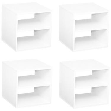 Imagem de Conjunto 4 Nichos Cubo com 1 Prateleira Montana Kit Cubos Baby Espresso Móveis Branco