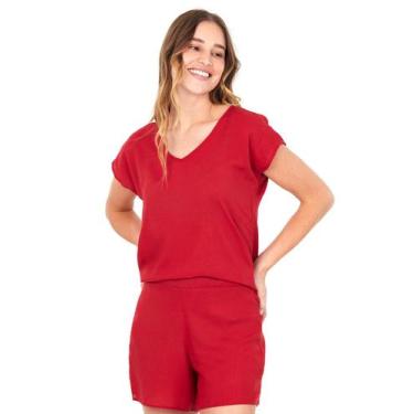 Imagem de Blusa Feminina Viscose Básica Polo Wear Vermelho Medio
