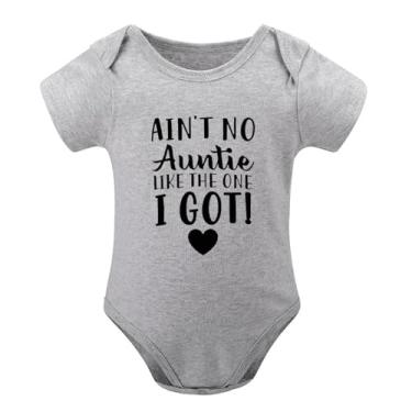 Imagem de SHUYINICE Ain't No Auntie Like The One I Got Baby Onesie Lindo Macacão Unissex Infantil Traje de Uma Peça Engraçado Bodies Recém-nascidos, Cinza, 18-24 Months