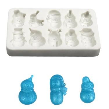 Imagem de Molde de silicone para fondant de papai noel, cervo, boneco de neve, bolo, suprimentos DIY, ferramenta de pastelaria, enfeite de Natal, molde de sabão, moldes de fondant, silicone de natal para ferramentas de decoração de bolos