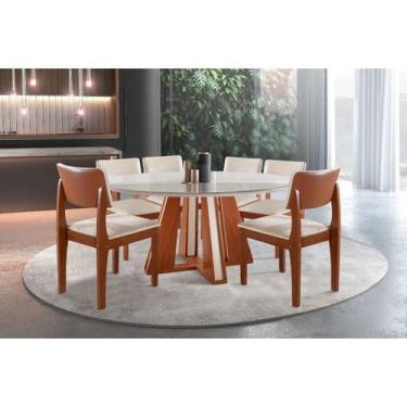 Imagem de Sala De Jantar Completa Com 6 Cadeiras 1,35X1,35M - Rubi Turim - Lj Mó
