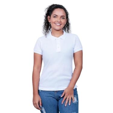 Imagem de Blusas Femininas Camisa Polo Blusa Social Camiseta Básica Blusinha Com Gola (BR, Alfa, G, Regular, Branco)