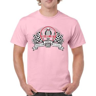 Imagem de Camiseta masculina Shelby American Classic Vintage Mustang Cobra Racing GT500 GT350 Muscle Car Powered by Ford 1962, Rosa claro, GG