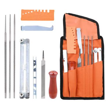 Imagem de Bynor Kit de afiador de motosserra - 5/81.3 cm, 3/40.6 cm, 7/81.3 cm, lixa de motosserra redonda, arquivo plano de 15 cm, medidor de profundidade, medidor de verificação rápida, pacote com 10 arquivos