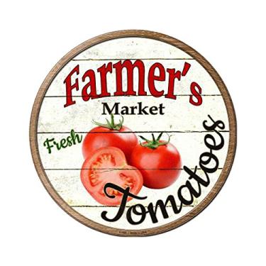 Imagem de Smart Blonde Placa circular de metal Farmers Market Tomatos Novelty C-595