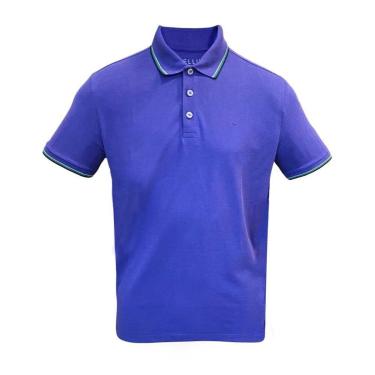 Imagem de Camiseta Polo Masculina Ellus Azul com Friso Verde-Masculino