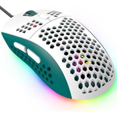Imagem de ZIYOU LANG Mouse para Jogos RGB Leve, 65g com Sensor de Alta Precisão 6400DPI, 6 Botões Programáveis, Verde