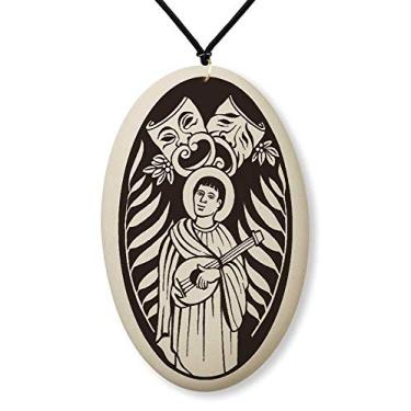 Imagem de Touchstone Pottery Medalha de porcelana Saint Genesius of Rome em cordão trançado | Patrono de atores, comediantes, palhaços, convertidos, dançarinos e músicos, Cerâmica, Não é tipo de pedra