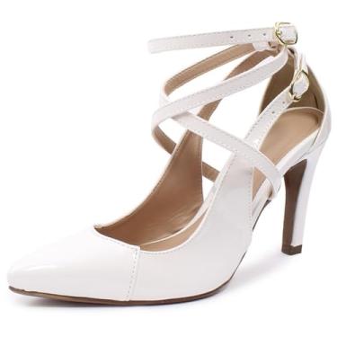 Imagem de Scarpin Modarpe Bico Fino Palmilha Confort Feminino S11 (Branco Verniz, BR, Adulto, Numérico, 36)