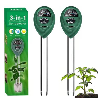 Imagem de Maxsolve Pacote com 2 testadores de solo, medidor de umidade de plantas 3 em 1 e testador de pH para jardim, gramado, uso interno e externo, kit de teste de solo acidez e água