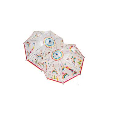 Imagem de Floss & Rock Guarda-chuva infantil de fada arco-íris transparente que muda de cor, 60 cm, multicolorido