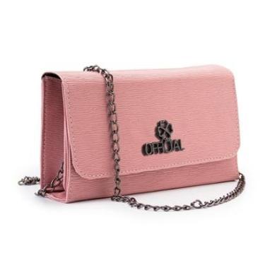 Imagem de Bolsa Feminina Baú Angico Média Rosa com Corrente Prateada-Feminino