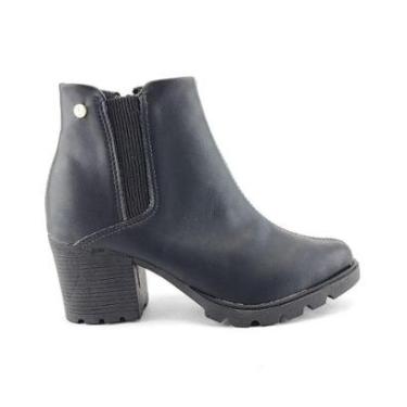 Imagem de Bota Branca Feminina Via Uno Salto Grosso Tratorado Médio Chelsea-Feminino