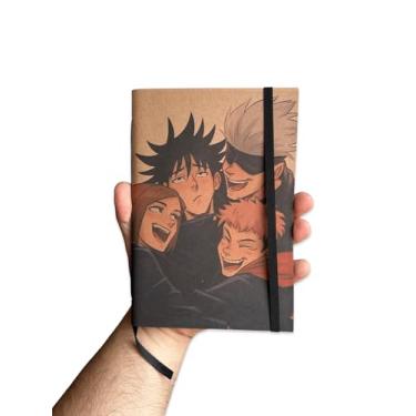 Imagem de Sketchbook Caderno Jujutsu Kaisen Itadori Megumi Satoru Nobara com Elástico e Marca Página Aquarela (M (10x14cm), Branco 120 Páginas)