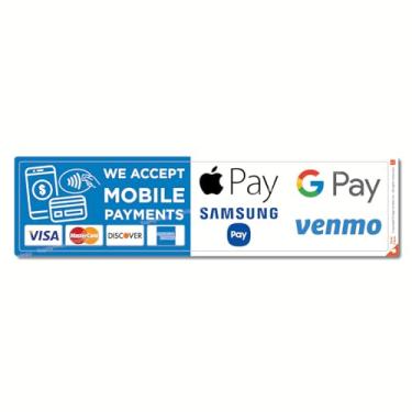 Imagem de Aceitamos cartões de crédito, pagamento móvel e serviço de pagamento sem contato, adesivos à prova d'água compatíveis com Visa, MasterCard, Discover, AmEx, (compatível com Apple Pay, Google Pay,