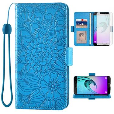 Imagem de Asuwish Capa tipo carteira compatível com Samsung Galaxy A5 2016 e protetor de tela de vidro temperado com suporte magnético de couro flip para celular Gaxaly 5A SM-A510F SM A510 feminino masculino