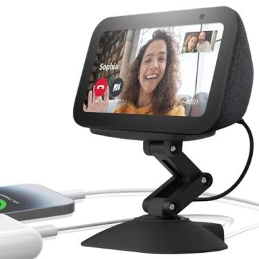 Imagem de Dianves Suporte de altura ajustável para Echo Show 5 (3ª geração) com USB-C e porta de carregamento, estação de carregamento inclinável + giratória com magnético forte para carregar seus telefones