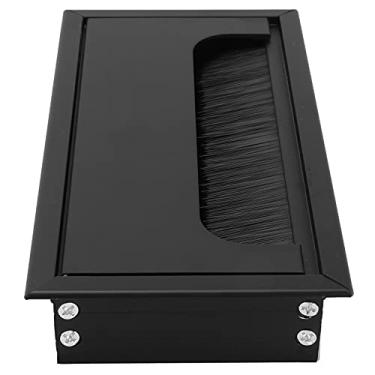 Imagem de Desk Grommet Cabo Buraco Capa Box Cord Management Organizer para Computador Desk Office, Liga de Alumínio Cap Preto