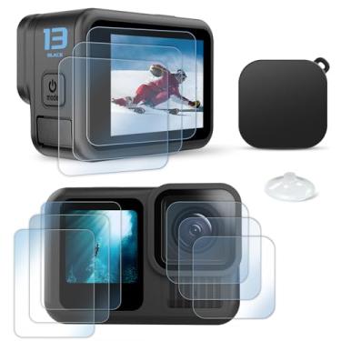 Imagem de FiTSTILL 10 peças de protetor de tela LCD aplicável para Go Pro Hero 13 preto, capa de tela de vidro temperado dureza Ultra HD 9H, filme resistente a arranhões apenas para kit de acessórios de câmera