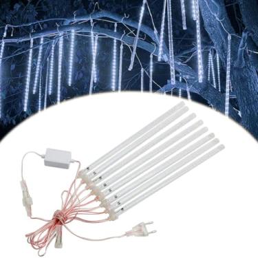 Imagem de Kit 8 Tubos De Led Pisca Pisca Queda Chuva Gotas Cascata Decoração Natal (Branco-Frio)