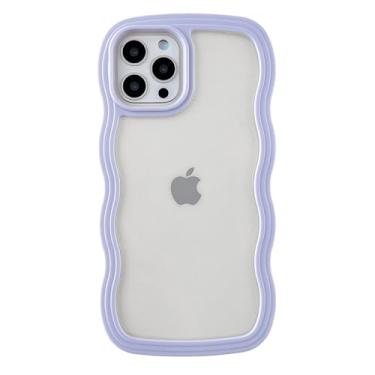 Imagem de Caseative Capa para iPhone 12 Pro, linda capa de celular macia à prova de choque com moldura ondulada (roxa)