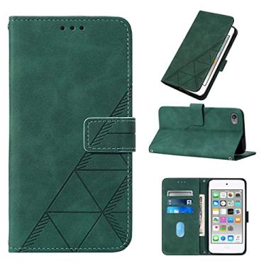 Imagem de LEMAXELERS Capa carteira para iPod Touch 5, iPod Touch 7 com capa flip magnética de couro PU com porta-cartões capa de proteção à prova de choque para iPod Touch 5 / Touch 6 verde YB2