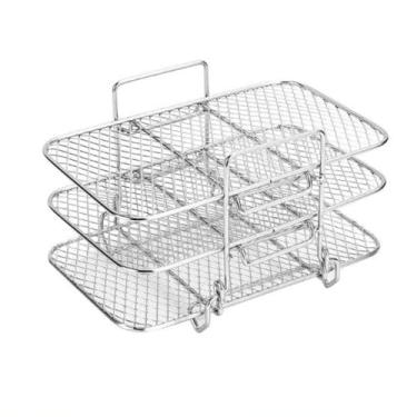 Imagem de Acessórios para fritadeira a ar, três prateleiras empilháveis para fritadeira a ar Gowise Phillips EUA Cozyna Ninjia Airfryer, rack de fritadeira a ar serve para todos