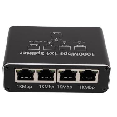 Imagem de Divisor Ethernet Alimentado por USB C 1 a 4 Com Cabo para Cat8 Cat7 Cat6, Adaptador de Switch de Rede Gigabit RJ45 para Computador, TV, Roteador para Home Office