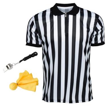 Imagem de Murray Sporting Goods Kit de conjunto de camisa de árbitro - camisa de árbitro, bandeira e apito (GG)