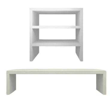 Imagem de Kit Suporte De Mesa Monitor E Escaninho Organizador Branco