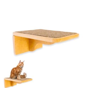 Imagem de Prateleira para Gatos Tamanho M Resistente Já Montado Com Kit Fixação e Seguro (Marrom, M)