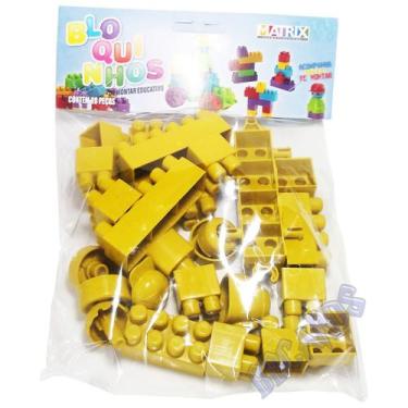 Imagem de Bloquinho Montar Encaixe Didático Brinquedo 28 Peças Matrix, Amarelo