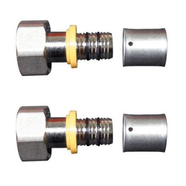 Imagem de Kit 2 Conexão Fixa Fêmea 1/2'' p/ Gás 16mm Pex Multicamadas - Astra